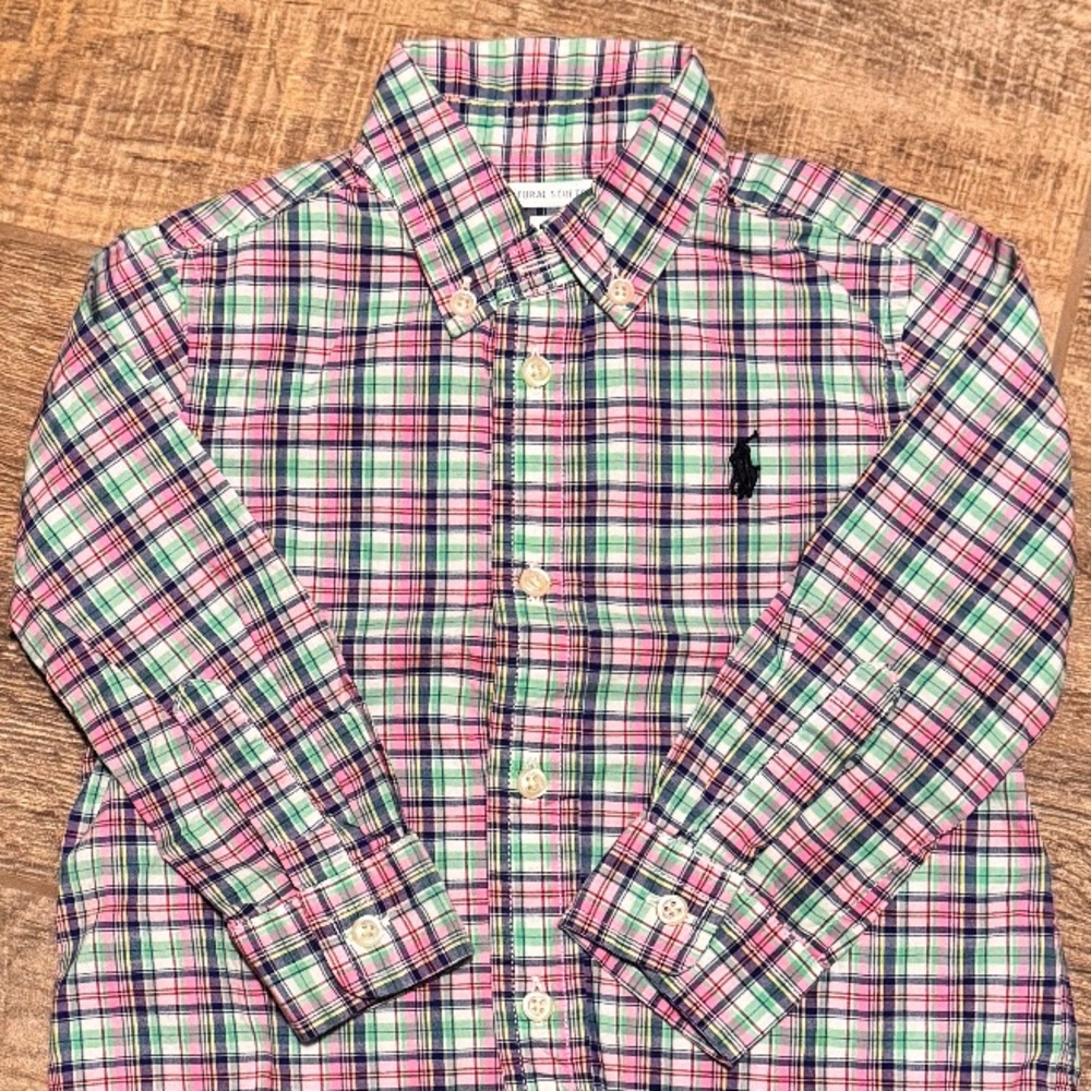 Ralph Lauren Boys Plaid Cotton Button Down Shirt
